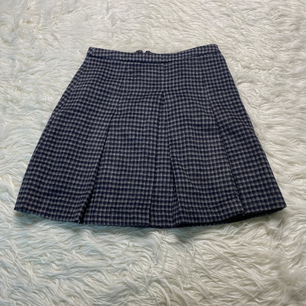 Romeo & Juliet Couture Womens Inverted Pleat Wool A Line Skirt Herringbone Small